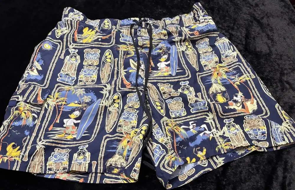 Men XL Vintage Disney Men's Mickey & Friends AOP Surfing Swim Trunks
